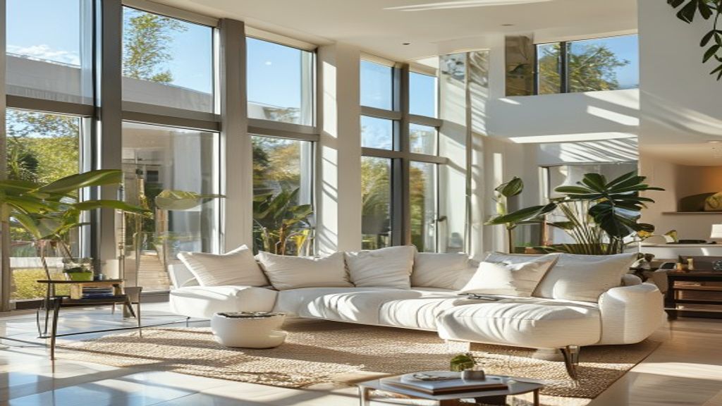 Modern new-build home with sleek glass façade and landscaped garden