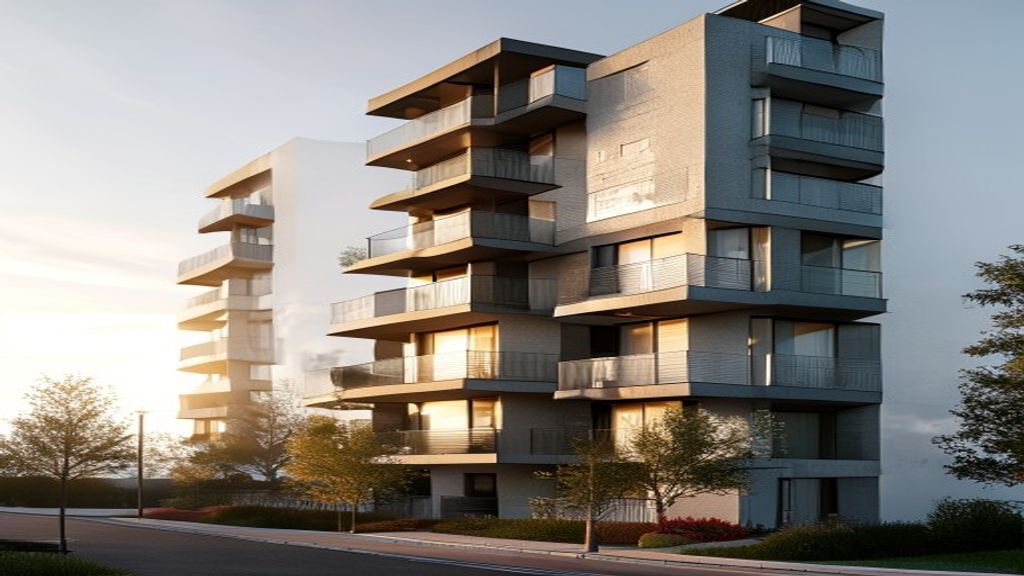 Modern new build flats with sleek balconies, energy‑efficient design, and open‑plan living spaces
