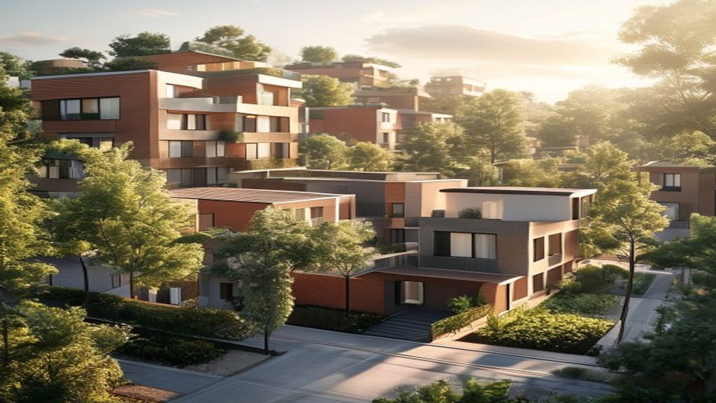 Modern new housing developments with contemporary architecture in urban settings