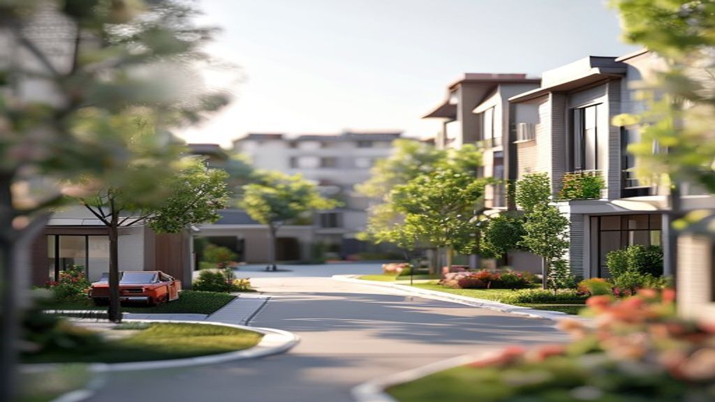 Residential development companies reviewing a site plan for a new sustainable housing community.